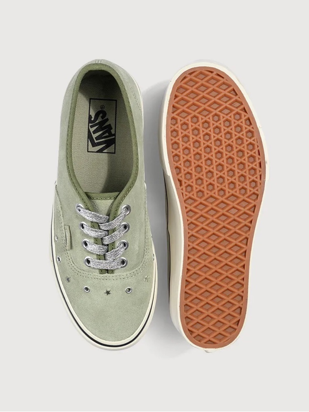 New Vans Authentic Stackform Suede Olive Star Stud Platform Sneakers W 8.5